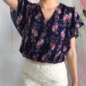 Navy floral top